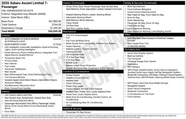 Certified 2026 Subaru Ascent Limited AWD/4WD image 23