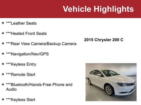 Used 2015 Chrysler 200 C w/ Navigation & Sound Group I image 2