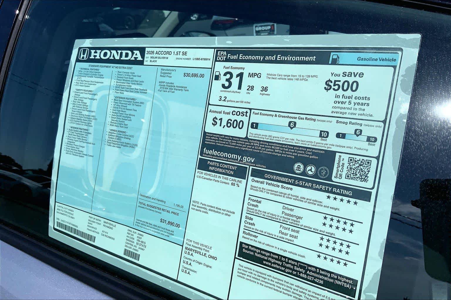 New 2026 Honda Accord SE image 21