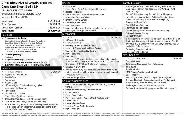 New 2026 Chevrolet Silverado 1500 RST AWD/4WD image 4