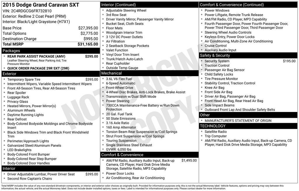 Used 2015 Dodge Grand Caravan SXT w/ Rear Park Assist Package FWD image 39