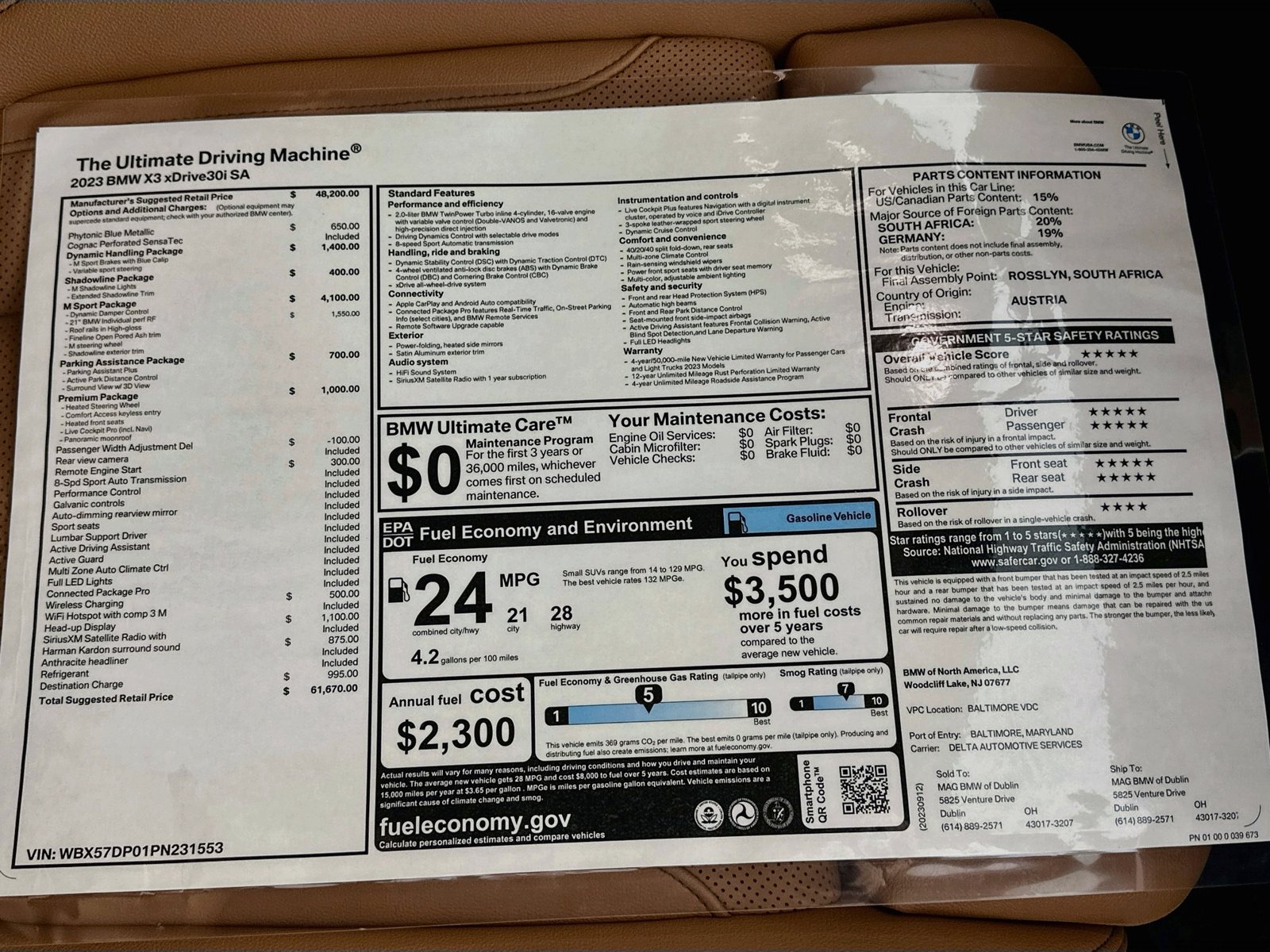 Used 2023 BMW X3 xDrive30i w/ M Sport Package AWD/4WD image 49