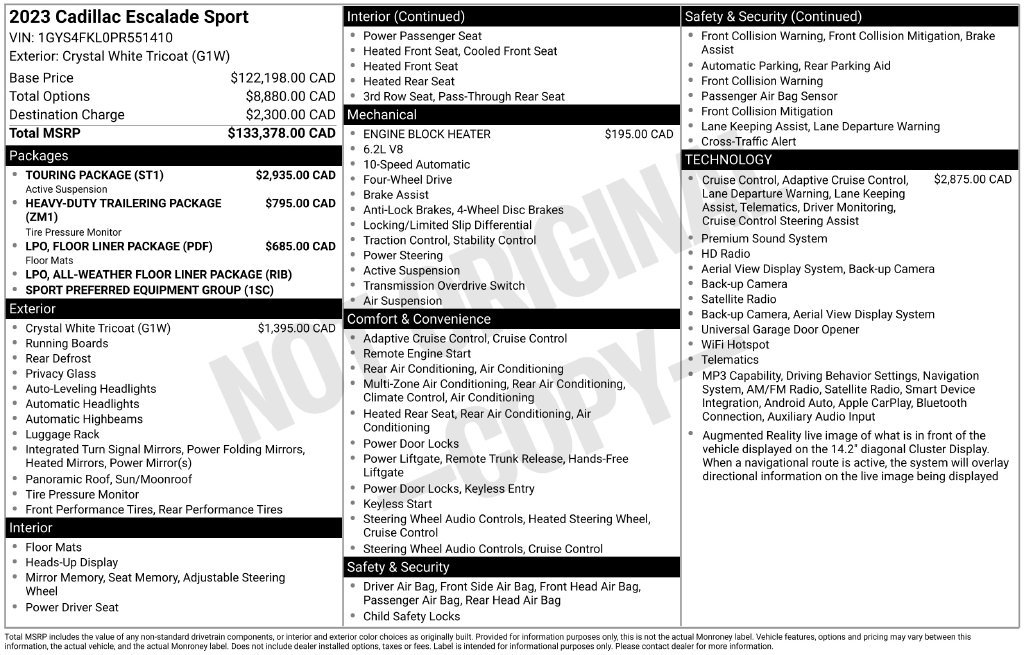 Used 2023 Cadillac Escalade Sport w/ Touring Package AWD/4WD image 1