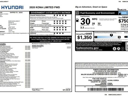 Used 2020 Hyundai Kona Limited FWD image 3