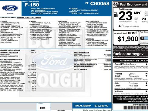 Used 2023 Ford F150 Lariat w/ Equipment Group 502A High image 2