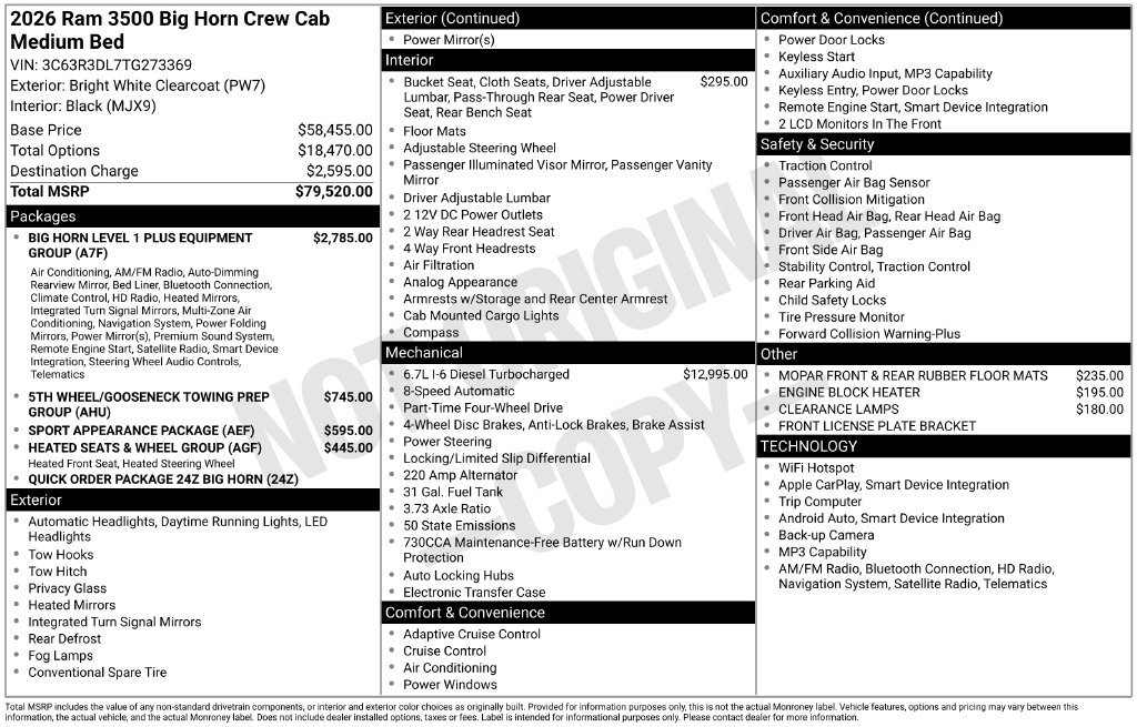 New 2026 RAM 3500 Big Horn AWD/4WD image 8