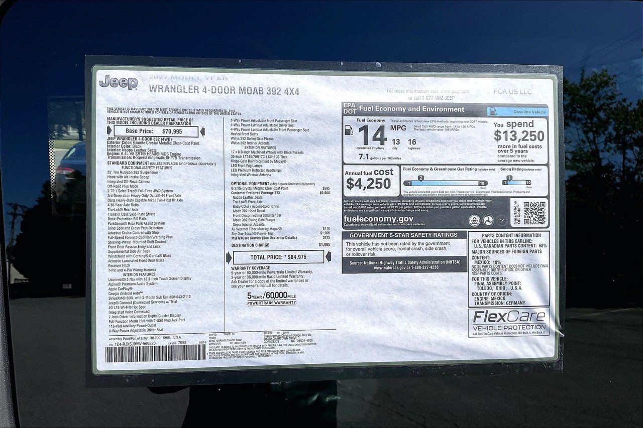 New 2027 Jeep Wrangler Unlimited Rubicon 392 AWD/4WD image 36