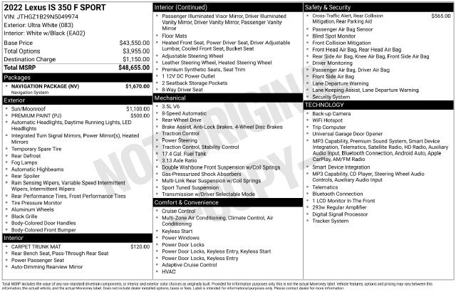 Used 2022 Lexus IS 350 F Sport w/ Navigation Package RWD image 3