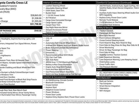 Used 2026 Toyota Corolla Cross LE w/ Moonroof Package AWD/4WD image 2