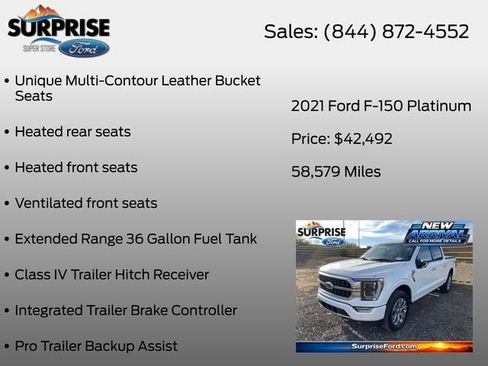 Used 2021 Ford F150 Platinum w/ Equipment Group 701A High AWD/4WD image 19