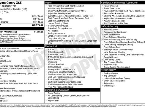 Used 2024 Toyota Camry XSE w/ Navigation Package FWD image 35