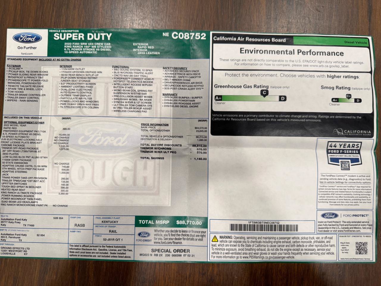 Used 2022 Ford F350 King Ranch w/ Tremor Off-Road Package AWD/4WD image 85