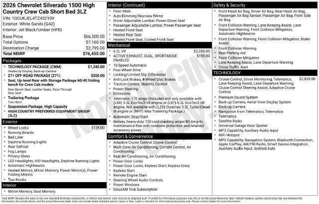 Used 2026 Chevrolet Silverado 1500 High Country w/ Technology Package AWD/4WD image 20
