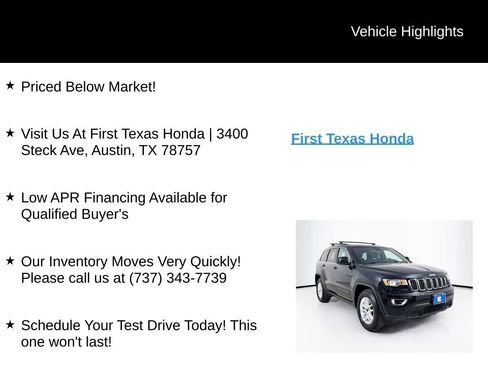 Used 2017 Jeep Grand Cherokee Laredo w/ Quick Order Package 2BE RWD image 10