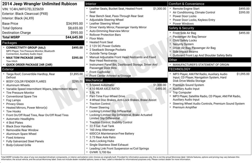 Used 2014 Jeep Wrangler Unlimited Rubicon w/ Connectivity Group AWD/4WD image 6