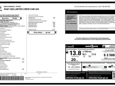 Used 2020 RAM 1500 Limited w/ Bed Utility Group image 3