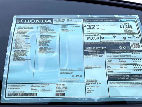 New 2025 Honda Accord SE image 18