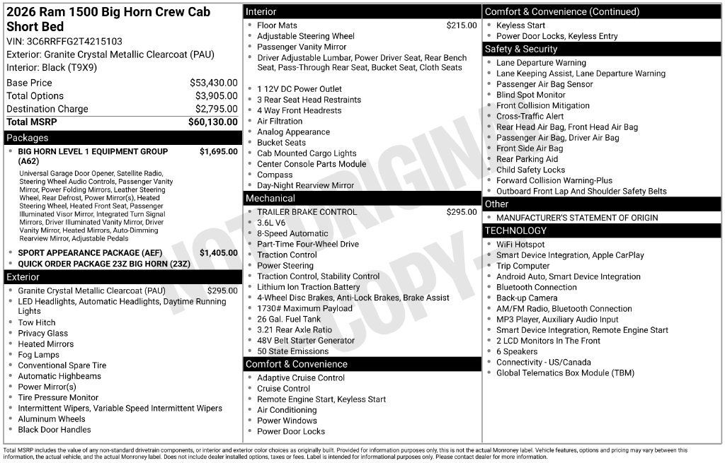 New 2026 RAM 1500 Big Horn AWD/4WD image 5