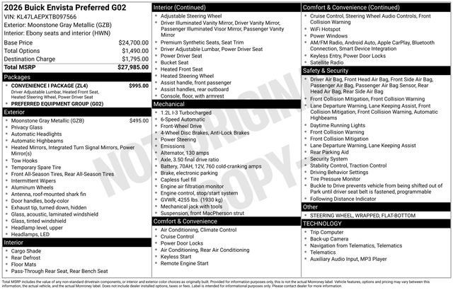 New 2026 Buick Envista Preferred w/ Convenience I Package FWD image 3