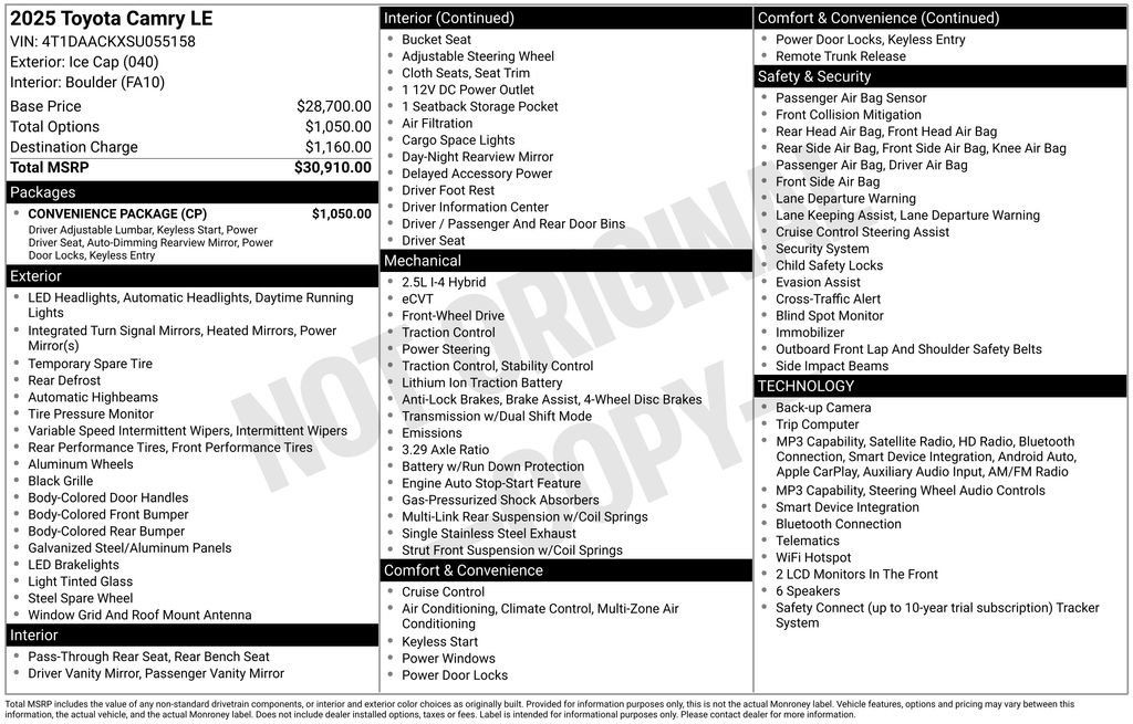 Used 2025 Toyota Camry LE w/ Convenience Package FWD image 31
