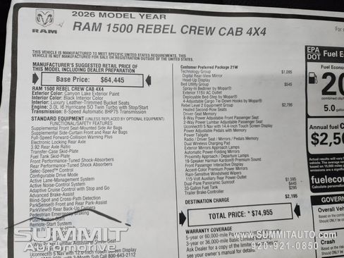 New 2026 RAM 1500 Rebel w/ Rebel Level 2 Equipment Group image 37