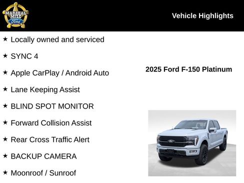 Used 2025 Ford F150 Platinum w/ Equipment Group 702A High AWD/4WD image 2