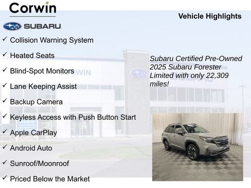 Certified 2025 Subaru Forester Limited w/ Popular Package #2 AWD/4WD image 9