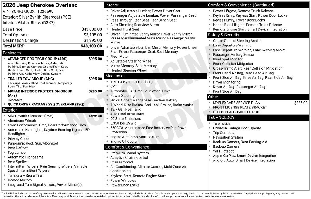 New 2026 Jeep Cherokee Overland w/ Trailer Tow Group AWD/4WD image 6