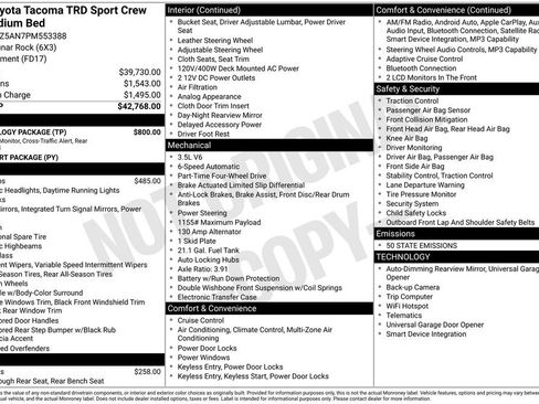 Certified 2023 Toyota Tacoma TRD Sport w/ Technology Package image 39