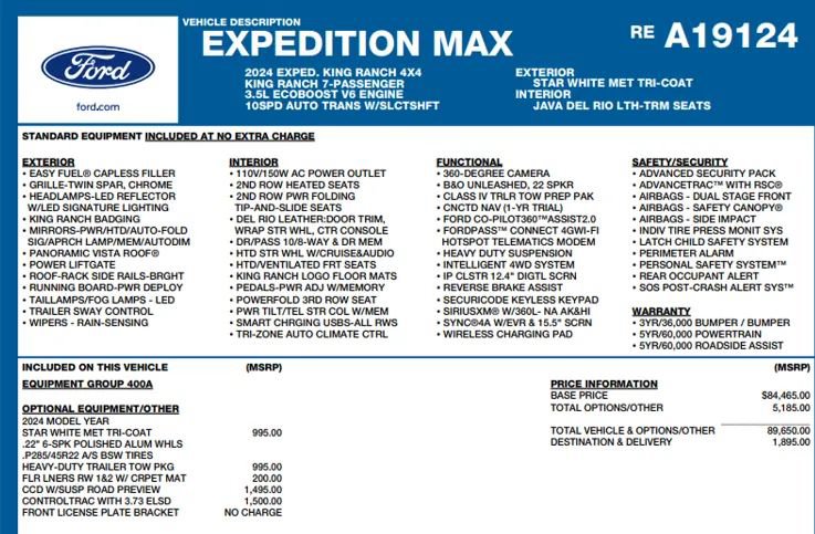 Used 2024 Ford Expedition Max King Ranch AWD/4WD image 2