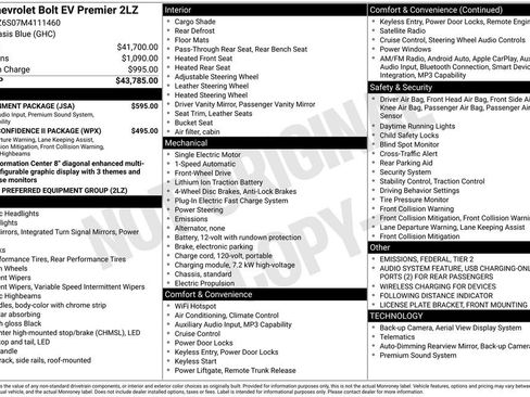 Used 2021 Chevrolet Bolt Premier w/ Infotainment Package FWD image 5