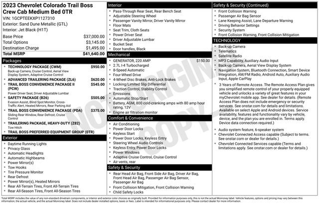 Used 2023 Chevrolet Colorado Trail Boss w/ Technology Package AWD/4WD image 43