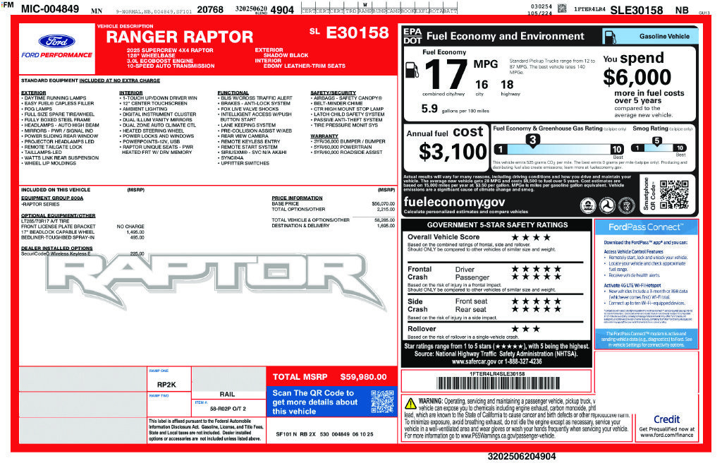 Used 2025 Ford Ranger Raptor AWD/4WD image 2