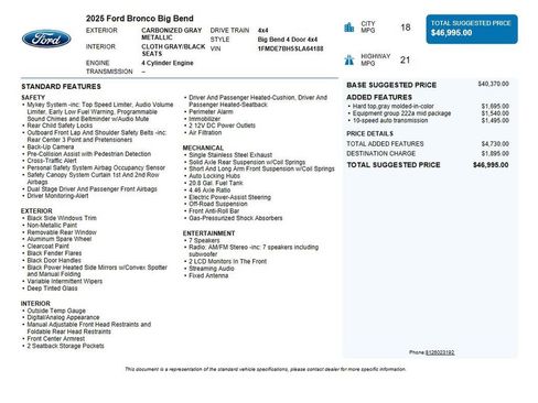 Used 2025 Ford Bronco Big Bend AWD/4WD image 38