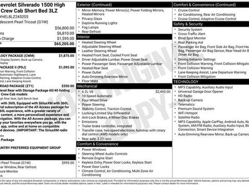 Used 2020 Chevrolet Silverado 1500 High Country w/ Technology Package AWD/4WD image 38