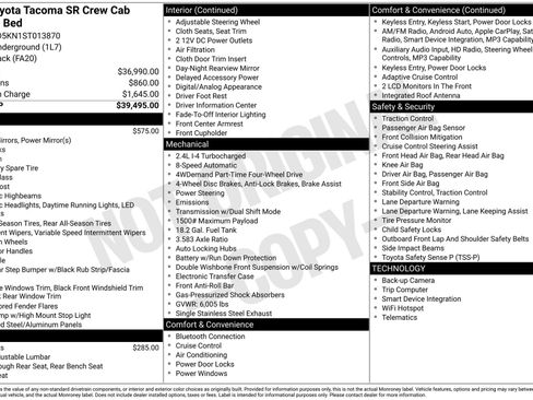 Certified 2025 Toyota Tacoma SR AWD/4WD image 33