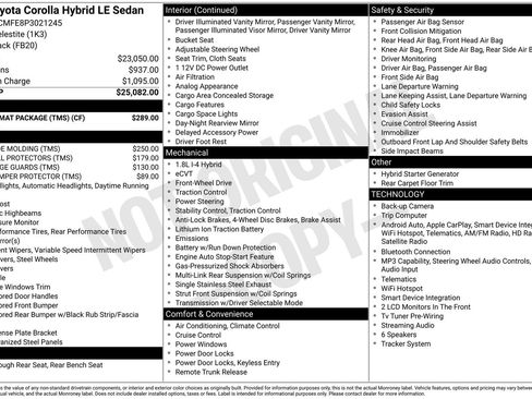 Used 2023 Toyota Corolla LE w/ Carpet Mat Package (TMS) FWD image 16