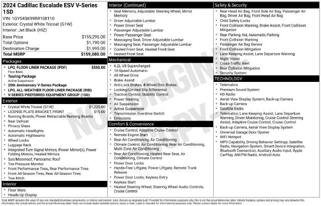 Used 2024 Cadillac Escalade ESV V w/ LPO, Floor Liner Package AWD/4WD image 34