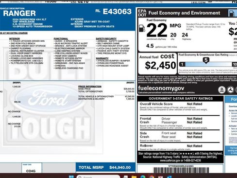 Used 2024 Ford Ranger XLT w/ FX4 Off-Road Package AWD/4WD image 3