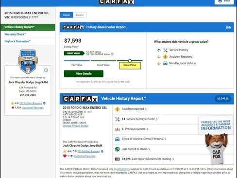 Used 2015 Ford C-MAX Energi SEL w/ Equipment Group 301A image 8