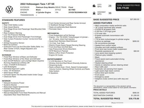Used 2022 Volkswagen Taos SE FWD image 32