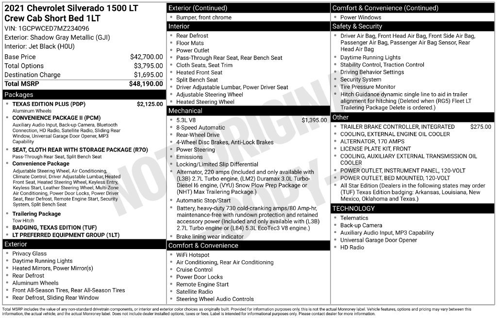 Used 2021 Chevrolet Silverado 1500 LT w/ Texas Edition Plus RWD image 8