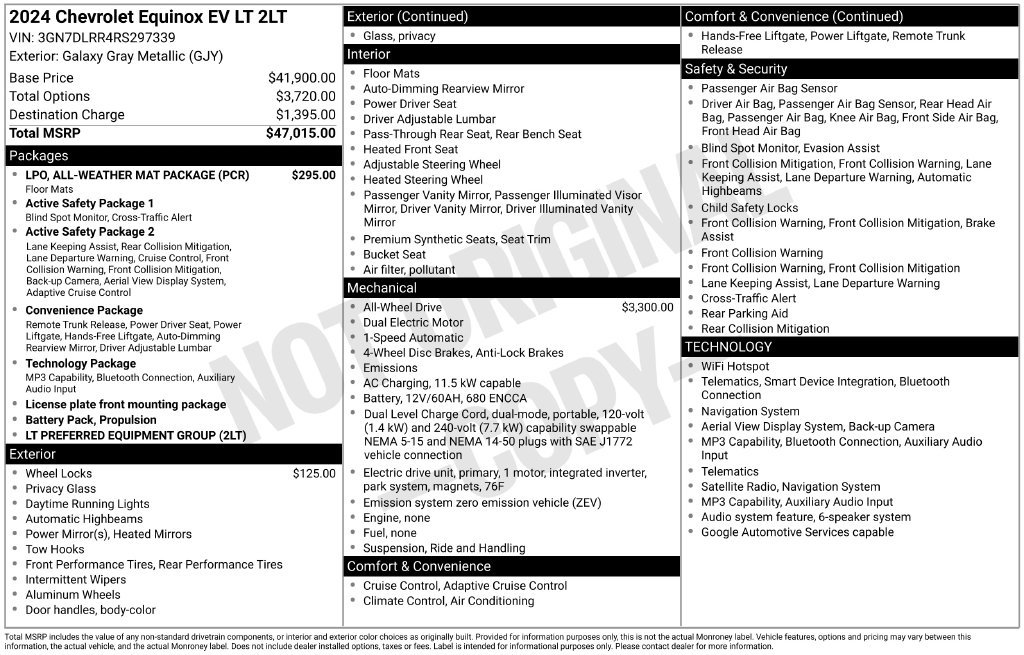 Used 2024 Chevrolet Equinox EV LT w/ LPO, All-Weather Mat Package AWD/4WD image 13