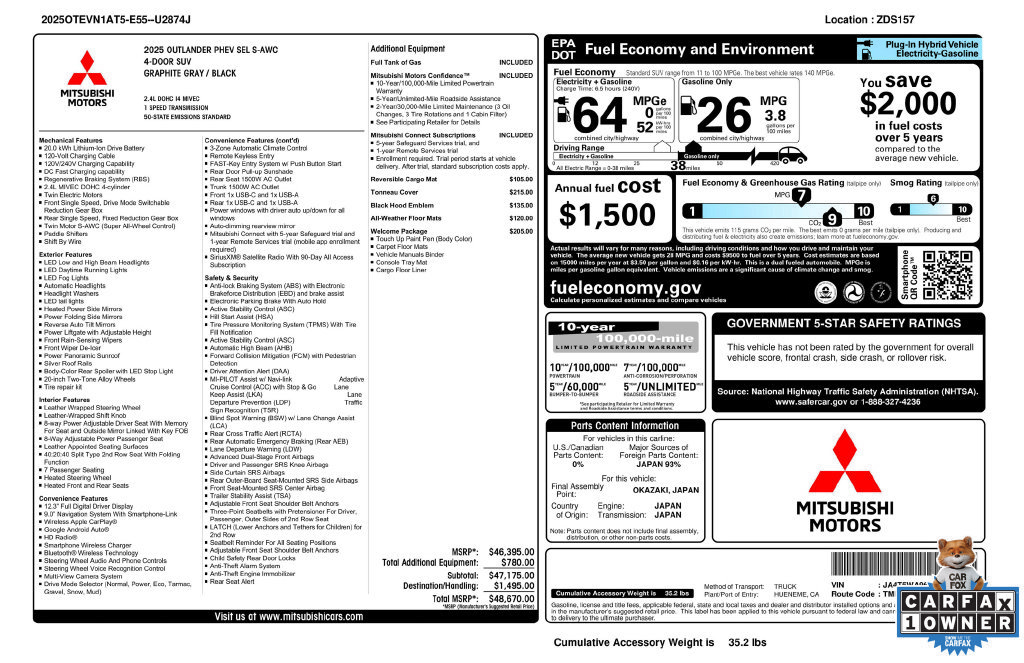 Used 2025 Mitsubishi Outlander SEL AWD/4WD image 4