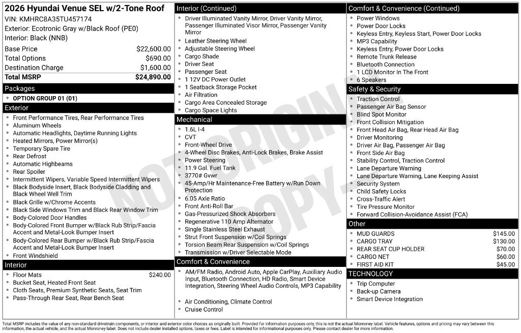 Used 2026 Hyundai Venue SEL FWD image 5
