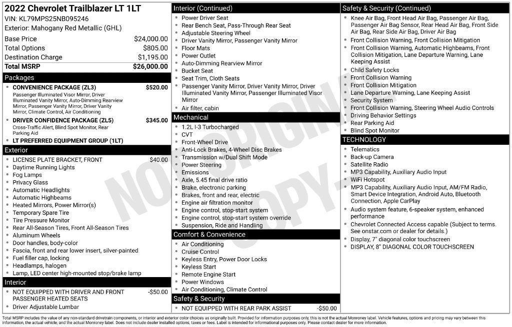 Used 2022 Chevrolet TrailBlazer LT w/ Convenience Package FWD image 3