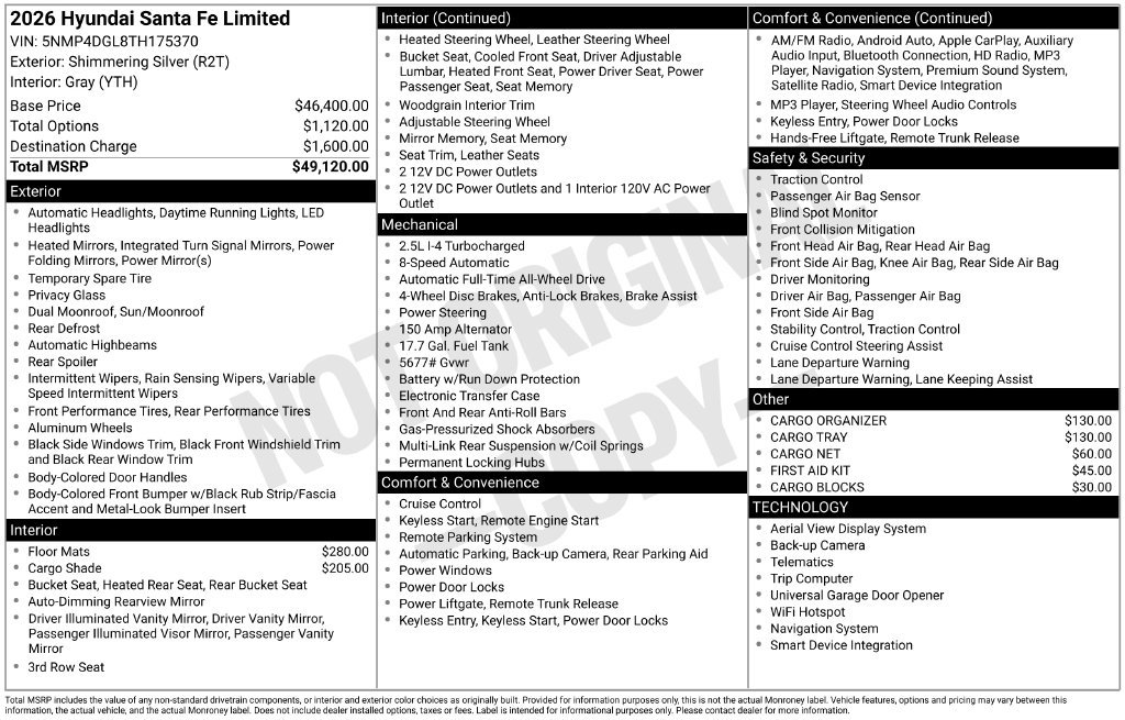 Certified 2026 Hyundai Santa Fe Limited AWD/4WD image 6