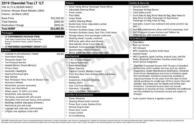 Used 2019 Chevrolet Trax LT w/ LT Convenience Package FWD image 24
