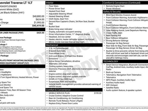 New 2026 Chevrolet Traverse LT w/ LPO, Floor Liner Package FWD image 20