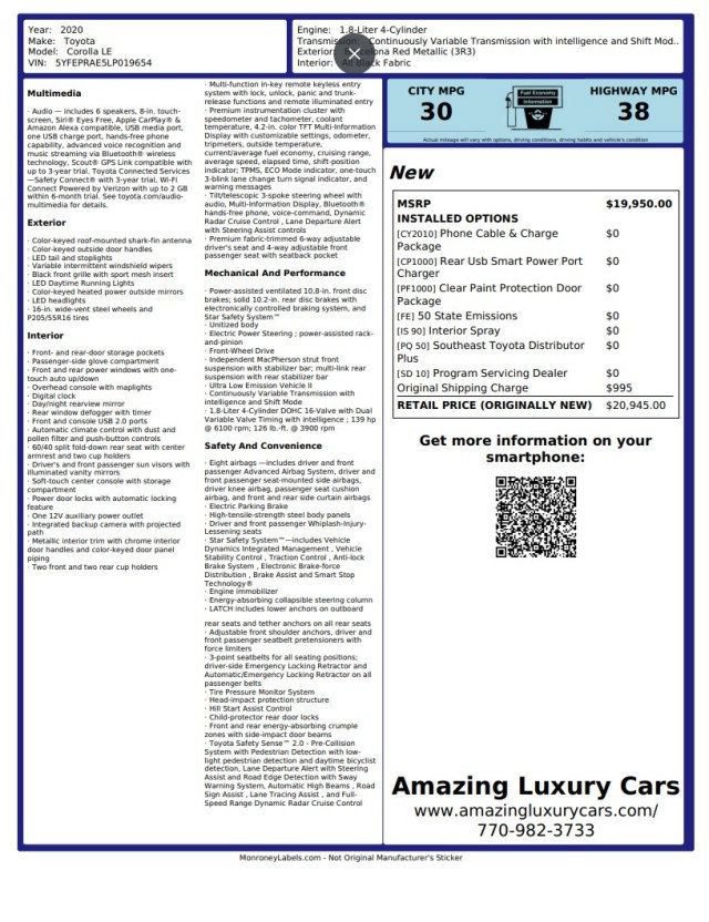 Used 2020 Toyota Corolla LE FWD image 20